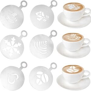 61B5Wp2oDEL._AC_SL1500_ 6 Pcs Stainless Coffee Stencils – Reusable Latte Art & Cake Decorating Templates