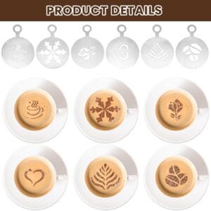 71C4YxpLTzL._AC_SL1500_ 6 Pcs Stainless Coffee Stencils – Reusable Latte Art & Cake Decorating Templates