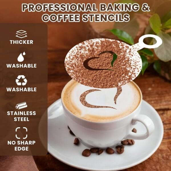 81qDBRISmcL._AC_SL1500_ 6 Pcs Stainless Coffee Stencils – Reusable Latte Art & Cake Decorating Templates